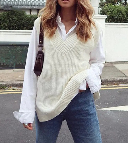 V-neck Knitted Sleeveless Vest